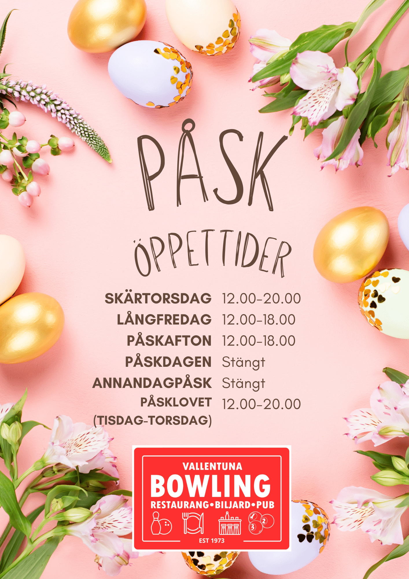 Öppettider Påsk!