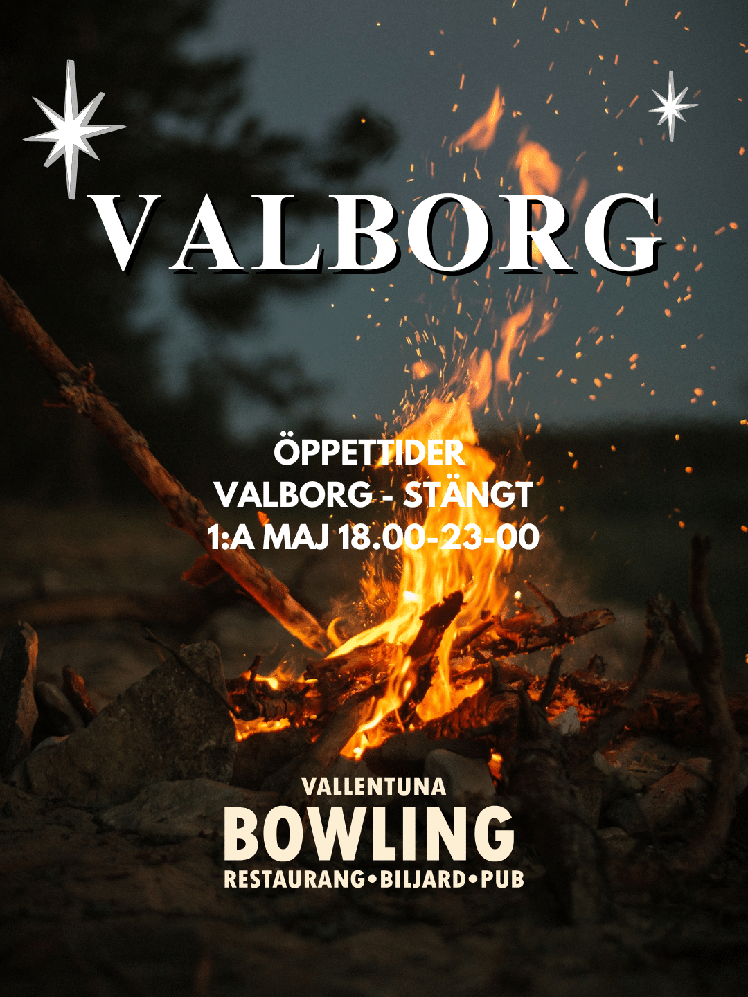 Öppettider Valborg samt 1:a maj